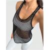 image:imageOYOANGLE Womens Mesh Racerback Workout Tank Top Hollow Out Scoop Neck Sleeveless Sports ShirtsBlack