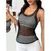 image:imageOYOANGLE Womens Mesh Racerback Workout Tank Top Hollow Out Scoop Neck Sleeveless Sports ShirtsBlack