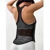 image:imageOYOANGLE Womens Mesh Racerback Workout Tank Top Hollow Out Scoop Neck Sleeveless Sports ShirtsBlack