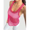 image:imageOYOANGLE Womens Mesh Racerback Workout Tank Top Hollow Out Scoop Neck Sleeveless Sports ShirtsHot Pink