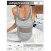 image:imageOYOANGLE Womens Mesh Racerback Workout Tank Top Hollow Out Scoop Neck Sleeveless Sports ShirtsLight Grey
