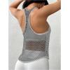image:imageOYOANGLE Womens Mesh Racerback Workout Tank Top Hollow Out Scoop Neck Sleeveless Sports ShirtsLight Grey