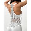 image:imageOYOANGLE Womens Mesh Racerback Workout Tank Top Hollow Out Scoop Neck Sleeveless Sports ShirtsWhite
