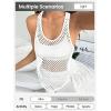 image:imageOYOANGLE Womens Mesh Racerback Workout Tank Top Hollow Out Scoop Neck Sleeveless Sports ShirtsWhite