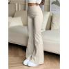 image:imageOYOANGLE Womens Mini Flare Bootcut Leggings High Waist Tummy Control Butt Lifting Casual Yoga Flare PantsApricot