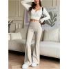 image:imageOYOANGLE Womens Mini Flare Bootcut Leggings High Waist Tummy Control Butt Lifting Casual Yoga Flare PantsApricot