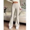 image:imageOYOANGLE Womens Mini Flare Bootcut Leggings High Waist Tummy Control Butt Lifting Casual Yoga Flare PantsApricot