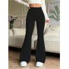 image:imageOYOANGLE Womens Mini Flare Bootcut Leggings High Waist Tummy Control Butt Lifting Casual Yoga Flare PantsBlack