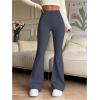 image:imageOYOANGLE Womens Mini Flare Bootcut Leggings High Waist Tummy Control Butt Lifting Casual Yoga Flare PantsDark Grey