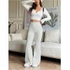 image:imageOYOANGLE Womens Mini Flare Bootcut Leggings High Waist Tummy Control Butt Lifting Casual Yoga Flare PantsWhite