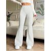 image:imageOYOANGLE Womens Mini Flare Bootcut Leggings High Waist Tummy Control Butt Lifting Casual Yoga Flare PantsWhite