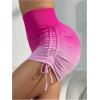 image:imageOYOANGLE Womens Ombre High Waisted Butt Scrunch Workout Shorts Drawstring Side Ruched Gym Biker ShortsPink