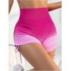 image:imageOYOANGLE Womens Ombre High Waisted Butt Scrunch Workout Shorts Drawstring Side Ruched Gym Biker ShortsPink