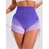 image:imageOYOANGLE Womens Ombre High Waisted Butt Scrunch Workout Shorts Drawstring Side Ruched Gym Biker ShortsPurple