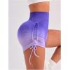 image:imageOYOANGLE Womens Ombre High Waisted Butt Scrunch Workout Shorts Drawstring Side Ruched Gym Biker ShortsPurple