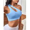 image:imageOYOANGLE Womens One Shoulder Sports Bras Cutout Workout One Strap Sexy Crop Tank TopsBlue