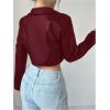 image:imageOYOANGLE Womens PU Leather Cropped Jacket Zip Up Motorcycle Jackets CoatBurgundy