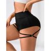 image:imageOYOANGLE Womens Ring Linked Cut Out High Waisted Biker Shorts Stretchy Rave Workout Athletic Gym ShortsBlack