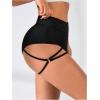 image:imageOYOANGLE Womens Ring Linked Cut Out High Waisted Biker Shorts Stretchy Rave Workout Athletic Gym ShortsBlack
