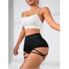 image:imageOYOANGLE Womens Ring Linked Cut Out High Waisted Biker Shorts Stretchy Rave Workout Athletic Gym ShortsBlack