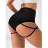 image:imageOYOANGLE Womens Ring Linked Cut Out High Waisted Biker Shorts Stretchy Rave Workout Athletic Gym ShortsBlack