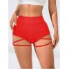 image:imageOYOANGLE Womens Ring Linked Cut Out High Waisted Biker Shorts Stretchy Rave Workout Athletic Gym ShortsRed