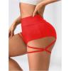 image:imageOYOANGLE Womens Ring Linked Cut Out High Waisted Biker Shorts Stretchy Rave Workout Athletic Gym ShortsRed