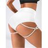 image:imageOYOANGLE Womens Ring Linked Cut Out High Waisted Biker Shorts Stretchy Rave Workout Athletic Gym ShortsWhite