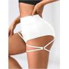 image:imageOYOANGLE Womens Ring Linked Cut Out High Waisted Biker Shorts Stretchy Rave Workout Athletic Gym ShortsWhite