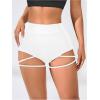 image:imageOYOANGLE Womens Ring Linked Cut Out High Waisted Biker Shorts Stretchy Rave Workout Athletic Gym ShortsWhite
