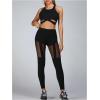 image:imageOYOANGLE Womens Sexy Mesh HollowOut Breathable High Waist Leggings Yoga Pants Tummy Control Stretch Yoga LeggingsBlack