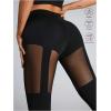 image:imageOYOANGLE Womens Sexy Mesh HollowOut Breathable High Waist Leggings Yoga Pants Tummy Control Stretch Yoga LeggingsBlack