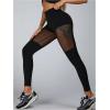 image:imageOYOANGLE Womens Sexy Mesh HollowOut Breathable High Waist Leggings Yoga Pants Tummy Control Stretch Yoga LeggingsBlack