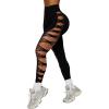 image:imageOYOANGLE Womens Sexy Ripped Leggings High Waist Seamless Workout Leggings Gym Elastic Tights Tummy Control Yoga PantsBlack