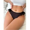 image:imageOYOANGLE Womens Sheer Mesh Thongs Ruffle See Through Low Rise Panties UnderwearBlack