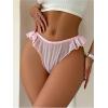 image:imageOYOANGLE Womens Sheer Mesh Thongs Ruffle See Through Low Rise Panties UnderwearPink