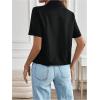 image:imageOYOANGLE Womens Short Sleeve Cropped Suit Blazer Business Casual Open Front Button Down JacketBlack