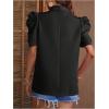 image:imageOYOANGLE Womens Single Breasted Blazers Gigot Short Sleeve Lapel Neck Dressy Office JacketsBlack