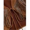 image:imageOYOANGLE Womens Studded Fringe Trim Tie Front Vest Top Boho Outfits 70s Hippie Western Cowgirl Sleeveless Jacket OuterwearBrown