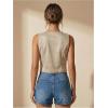 image:imageOYOANGLE Womens Studded Fringe Trim Tie Front Vest Top Boho Outfits 70s Hippie Western Cowgirl Sleeveless Jacket OuterwearKhaki