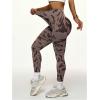 image:imageOYOANGLE Womens V Back Waist Yoga Leggings Printed High Waisted Scrunch Butt Lifting Seamless Casual LeggingsBrown