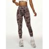 image:imageOYOANGLE Womens V Back Waist Yoga Leggings Printed High Waisted Scrunch Butt Lifting Seamless Casual LeggingsBrown