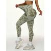image:imageOYOANGLE Womens V Back Waist Yoga Leggings Printed High Waisted Scrunch Butt Lifting Seamless Casual LeggingsGreen