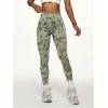 image:imageOYOANGLE Womens V Back Waist Yoga Leggings Printed High Waisted Scrunch Butt Lifting Seamless Casual LeggingsGreen