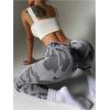image:imageOYOANGLE Womens V Back Waist Yoga Leggings Printed High Waisted Scrunch Butt Lifting Seamless Casual LeggingsGrey