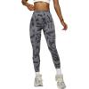 image:imageOYOANGLE Womens V Back Waist Yoga Leggings Printed High Waisted Scrunch Butt Lifting Seamless Casual LeggingsGrey