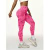 image:imageOYOANGLE Womens V Back Waist Yoga Leggings Printed High Waisted Scrunch Butt Lifting Seamless Casual LeggingsHot Pink