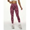 image:imageOYOANGLE Womens V Back Waist Yoga Leggings Printed High Waisted Scrunch Butt Lifting Seamless Casual LeggingsPink