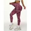 image:imageOYOANGLE Womens V Back Waist Yoga Leggings Printed High Waisted Scrunch Butt Lifting Seamless Casual LeggingsPink