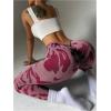image:imageOYOANGLE Womens V Back Waist Yoga Leggings Printed High Waisted Scrunch Butt Lifting Seamless Casual LeggingsPink